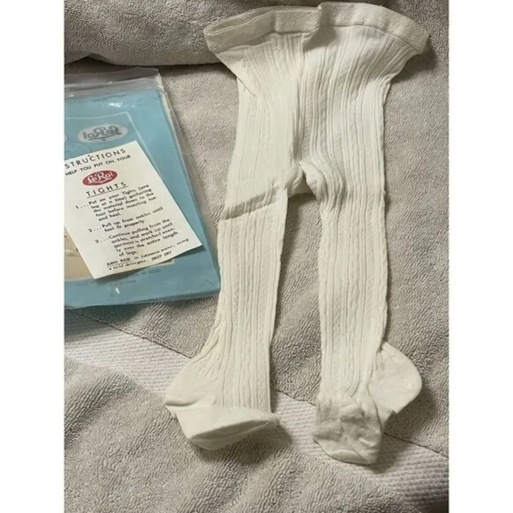 Le Roi Seamless Baby Tights White‎ Cable Knit Never Been Worn 6-12 Mon